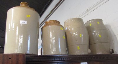 Lot 2217 - Stoneware flagon, another stoneware jar, and...
