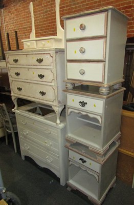 Lot 1087 - A cream or light grey painted three drawer...