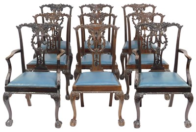 Lot 724 - A set of nine mahogany Chippendale style...