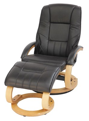 Lot 725 - A Stressless style brown leather armchair, on...