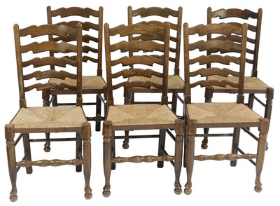 Lot 739 - A set of six 20thC Lancashire style elm...