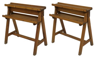 Lot 740 - A pair of beech artist's trestle easels, 70cm...
