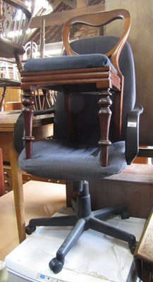 Lot 1072 - A Victorian balloon back chair, and an office...