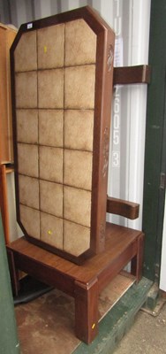 Lot 1102 - A tile top coffee table, a small square dark...