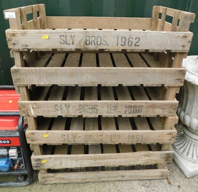 Lot 1125 - Six chitting crates, some marked for Sly...