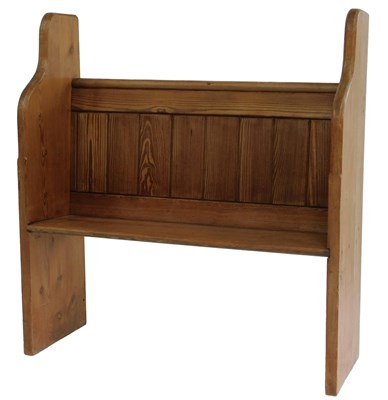 Lot 765 - A late 19th/early 20thC pine pew, with a...