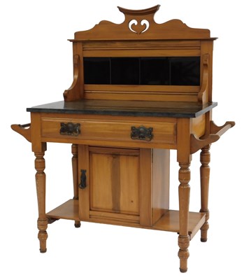 Lot 774 - A Victorian walnut and marble wash stand, the...
