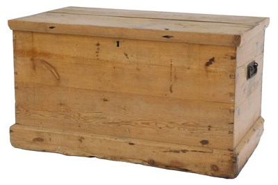 Lot 778 - A Victorian pine blanket box, the hinged lid...