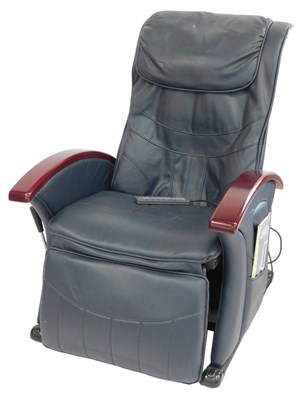 Lot 842 - A Hela blue leather massage chair, with...