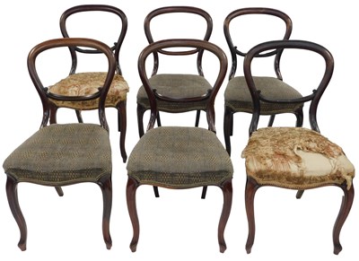 Lot 812 - A set of six Victorian walnut balloon back...
