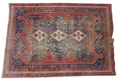 Lot 824 - A Persian Afshar blue ground rug, decorated...