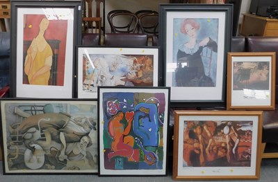 Lot 2308 - After Dali and Modigliani, various coloured...