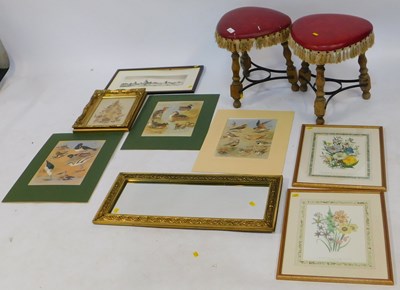 Lot 2275 - Eight pictures and prints, one rectangular...