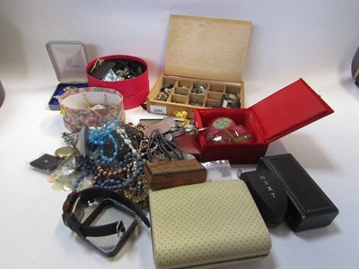 Lot 2294 - Costume jewellery, one hat box containing...