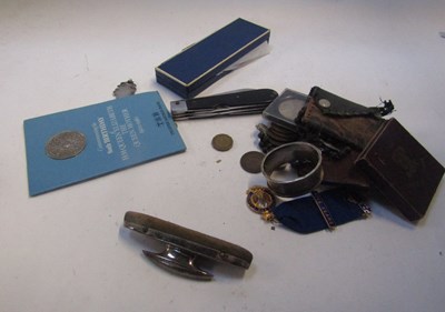 Lot 2299 - A silver topped ink blotter, silver napkin...