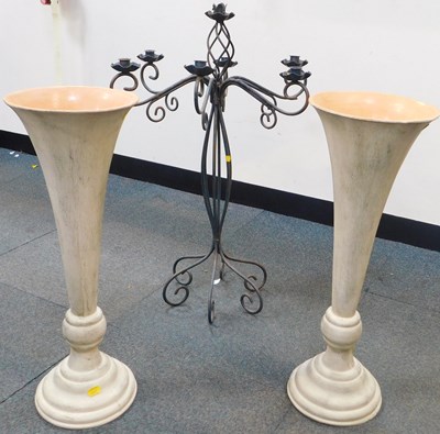 Lot 2315 - A wrought metal six branch candlestand, 75cm...