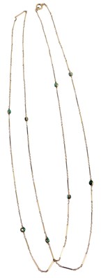 Lot 319 - A cable and bar link long guard muff chain,...