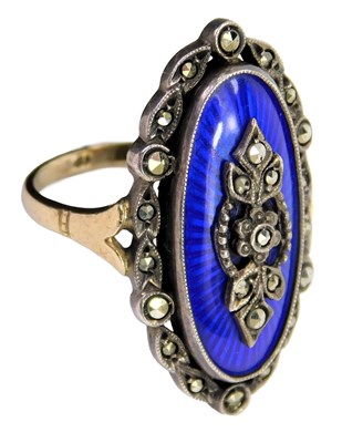 Lot 328 - A Victorian guillouche blue enamel and...