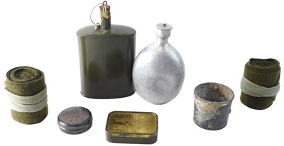 Lot 107 - A German WWII aluminium water bottle, complete...