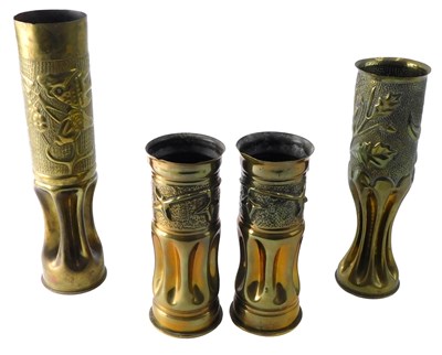 Lot 116 - A small collection of trench art shell...