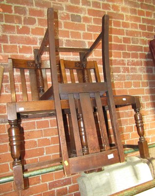Lot 1019 - Three 20thC oak framed dining chairs.