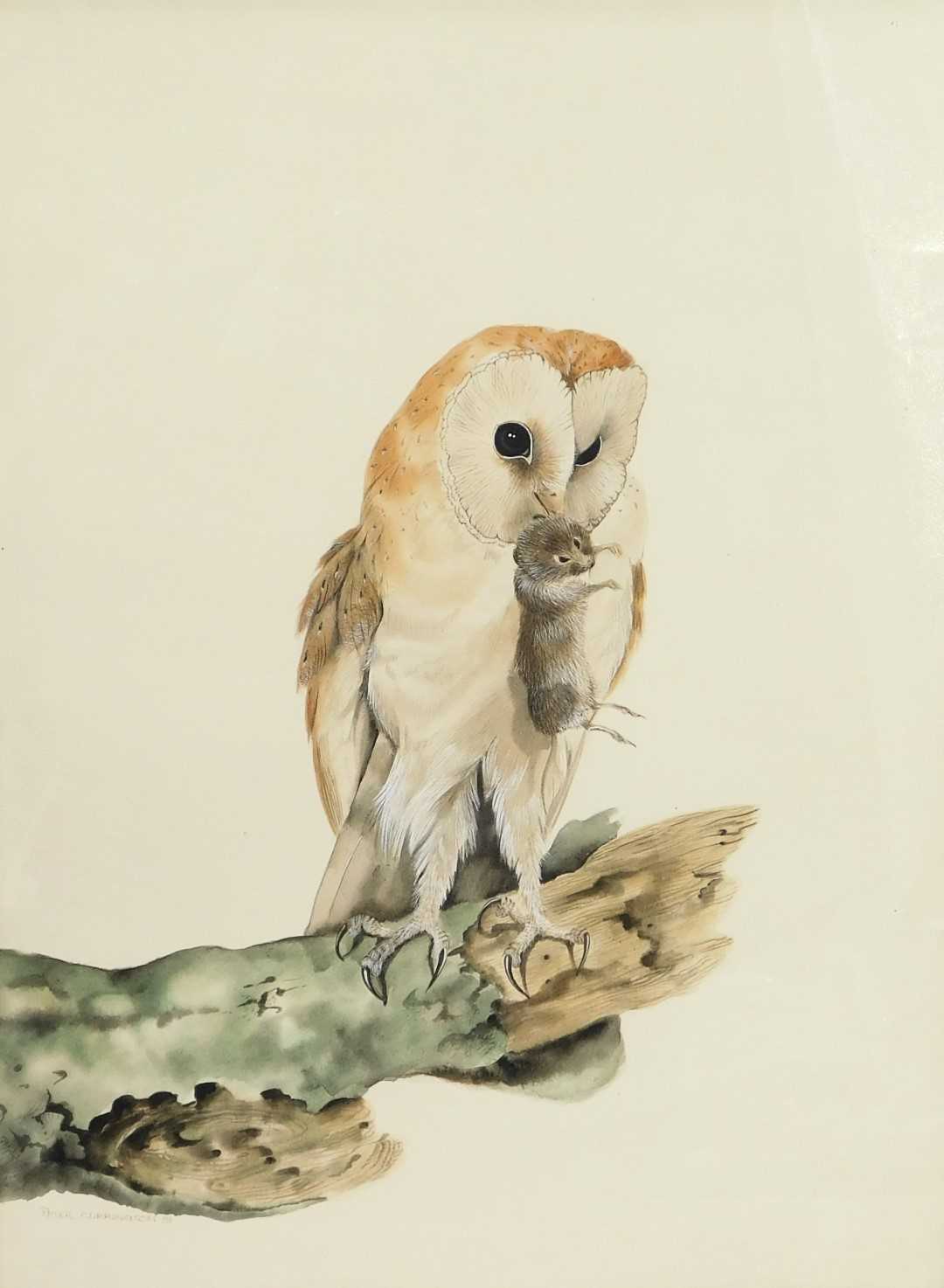 Lot 280 - Peter Cunnington. Owl and Mouse, watercolour,...