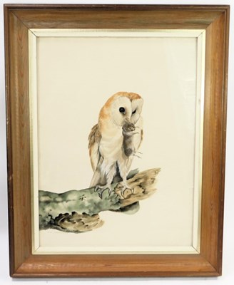 Lot 280 - Peter Cunnington. Owl and Mouse, watercolour,...