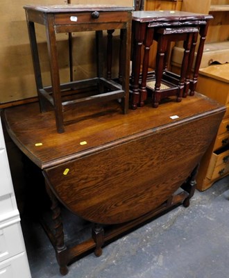 Lot 1527 - A group of furniture, to include an oval oak...