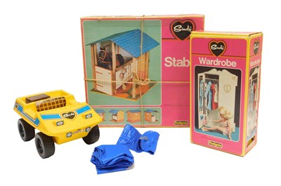Lot 161 - A Sindy 44502 wardrobe, a Sindy 45568 stable,...