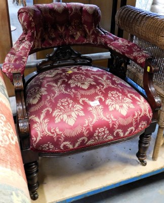 Lot 1578 - An early 20thC mahogany tub chair, with carved...