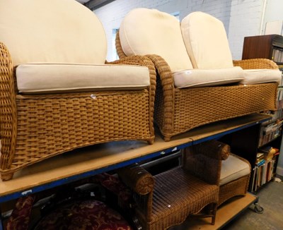 Lot 1581 - A set of woven cane patio furniture,...