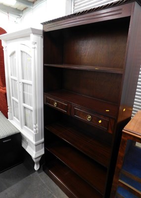 Lot 1599 - A white painted three shelf display cabinet,...