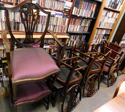 Lot 1602 - A set of eight mahogany finish shield back...