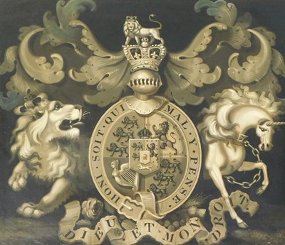 Lot 3 - 18thC/19thC School. Royal Crest, oil on canvas,...