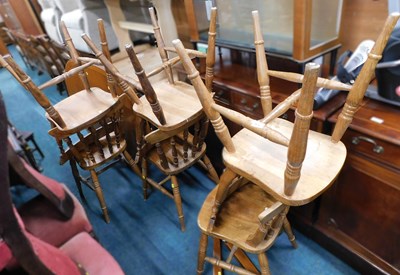 Lot 1612 - A set of six pine kitchen chairs and a dining...