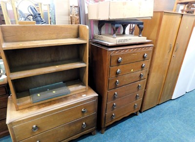 Lot 1614 - A group of furniture, to include an oak three...