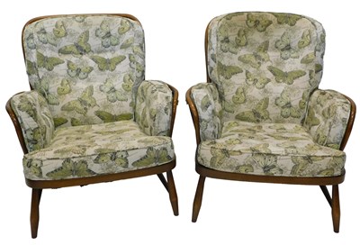 Lot 1623 - A pair of Ercol garden or conservatory chairs,...