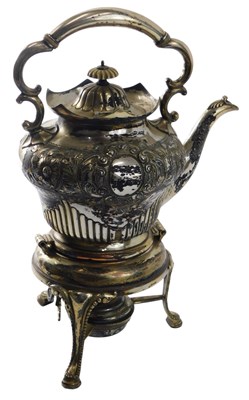 Lot 181 - A silver plated kettle and stand, with part...