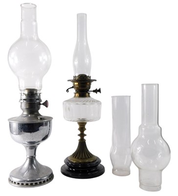 Lot 196 - A Victorian brass and glass oil lamp, with...