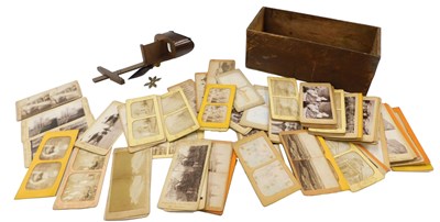 Lot 206 - A stereo viewer and various stereo cards,...