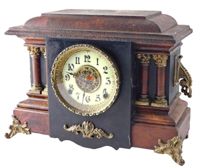 Lot 217 - A late19thC mantel clock, in simulated marble...