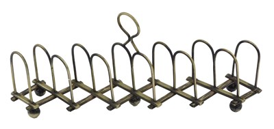 Lot 225 - A silver plated telescopic toast rack, on ball...