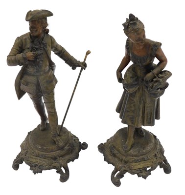Lot 232 - A pair of French spelter figurines, both...