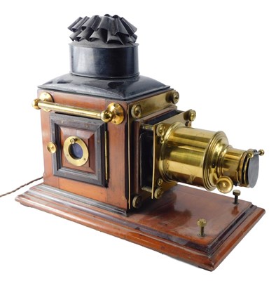 Lot 252 - A late Victorian brass, tin and mahogany magic...