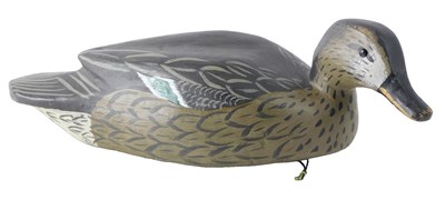 Lot 253 - A brown green and grey painted decoy...
