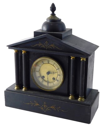 Lot 263 - A French black slate and parcel gilt portico...