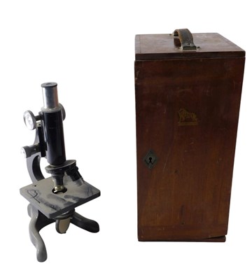 Lot 189 - A W Watson and Sons Kima microscope, with teak...