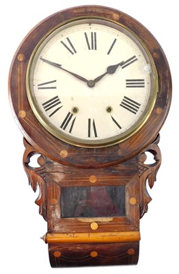Lot 286 - An American drop dial wall clock, in an inlaid...