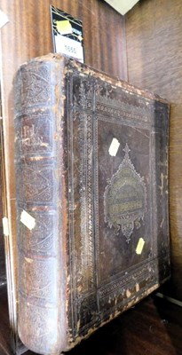 Lot 1655 - A large leather bound Welsh bible, illustrated...