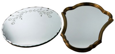 Lot 301 - A gilt cartouche shaped wall mirror, 55cm high,...
